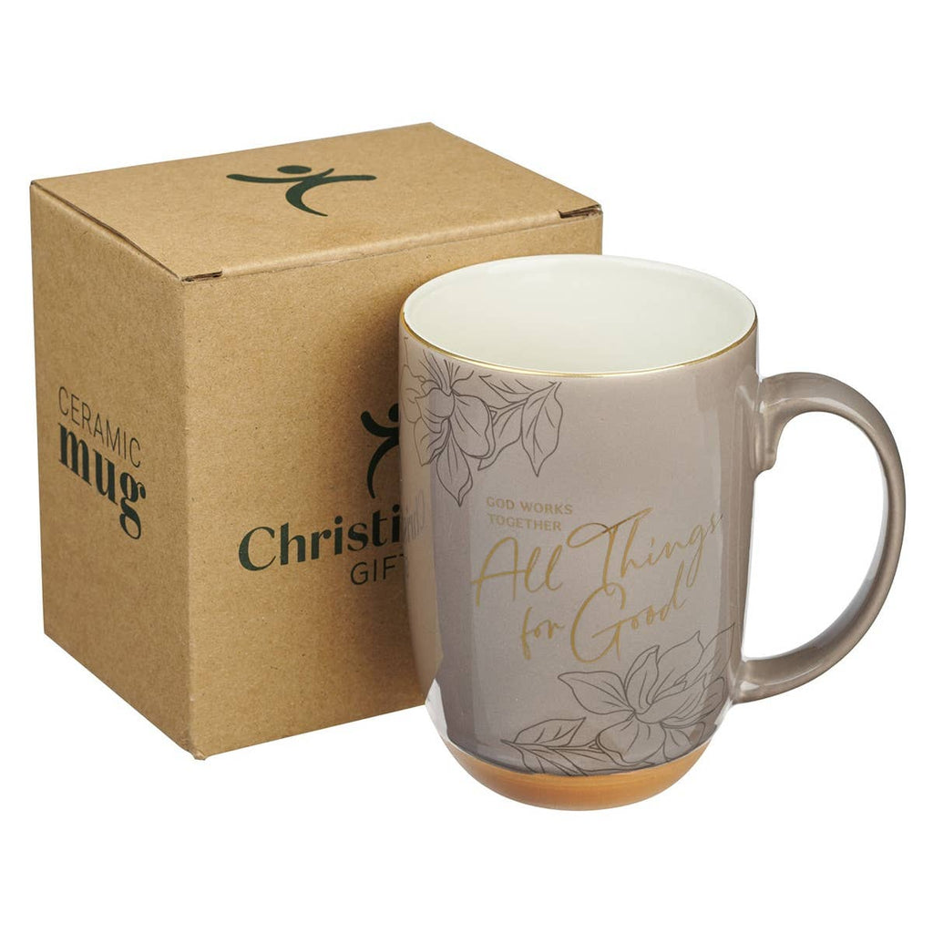Mug Taupe God Works For Good Romans 8:28