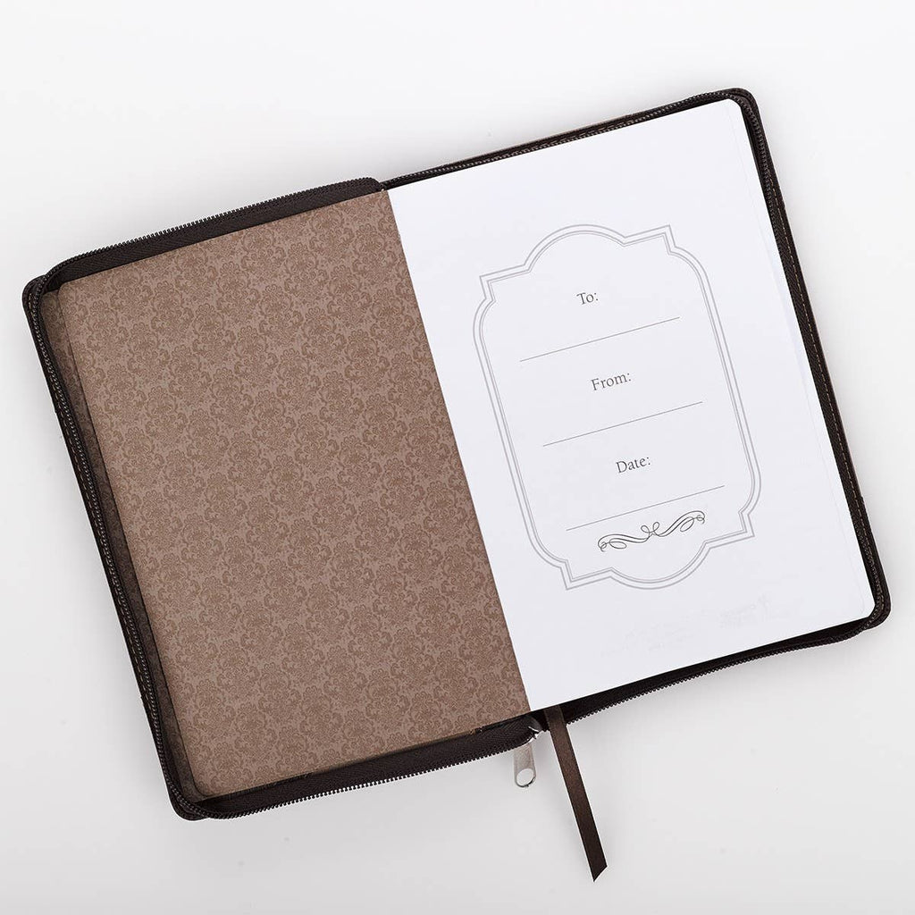 Journal Classic Zip Brown Two-tone Be Strong Josh. 1:9