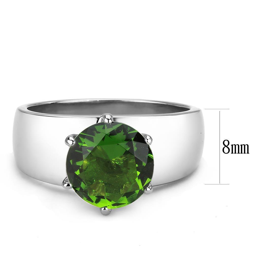 Emerald Green Silver Womens Ring Solitaire 316L Stainless Steel Zircoin Anillo Esmeraldo Verde y Plata Para Mujer Solitario Acero Inoxidable - Jewelry Store by Erik Rayo