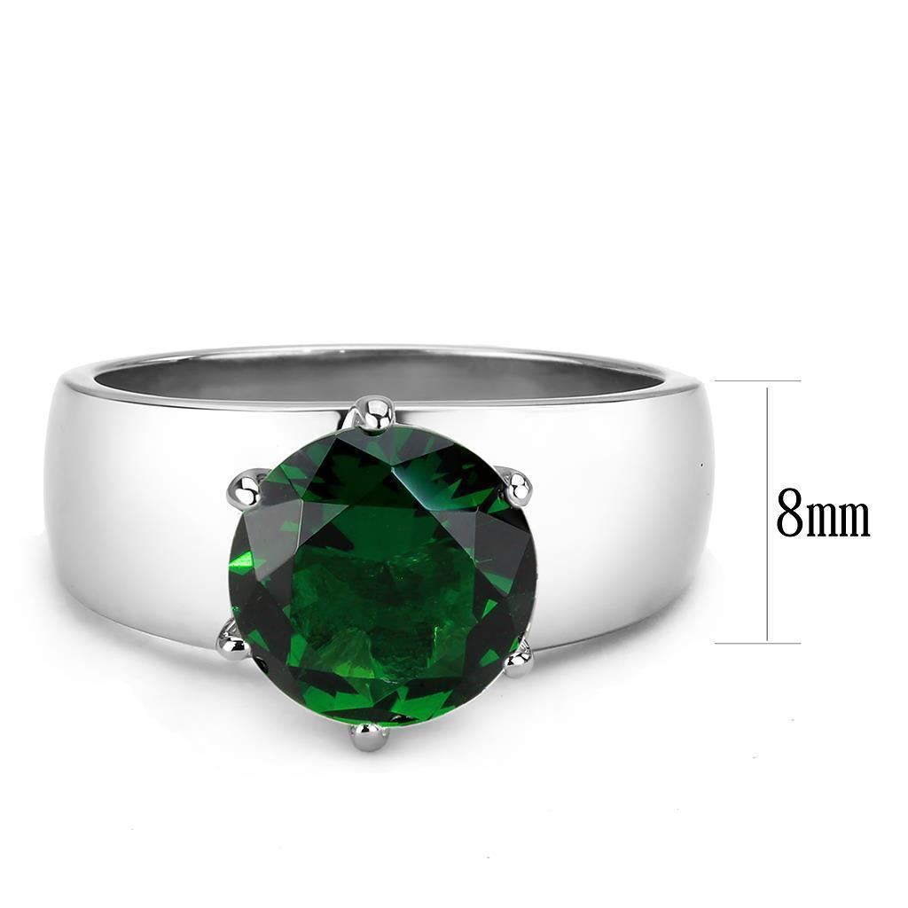 Emerald Green Silver Rings for Women Solitaire Stainless Steel Zircoin Anillo Esmeralda Verde y Plata Para Mujer Solitario Acero Inoxidable - Jewelry Store by Erik Rayo