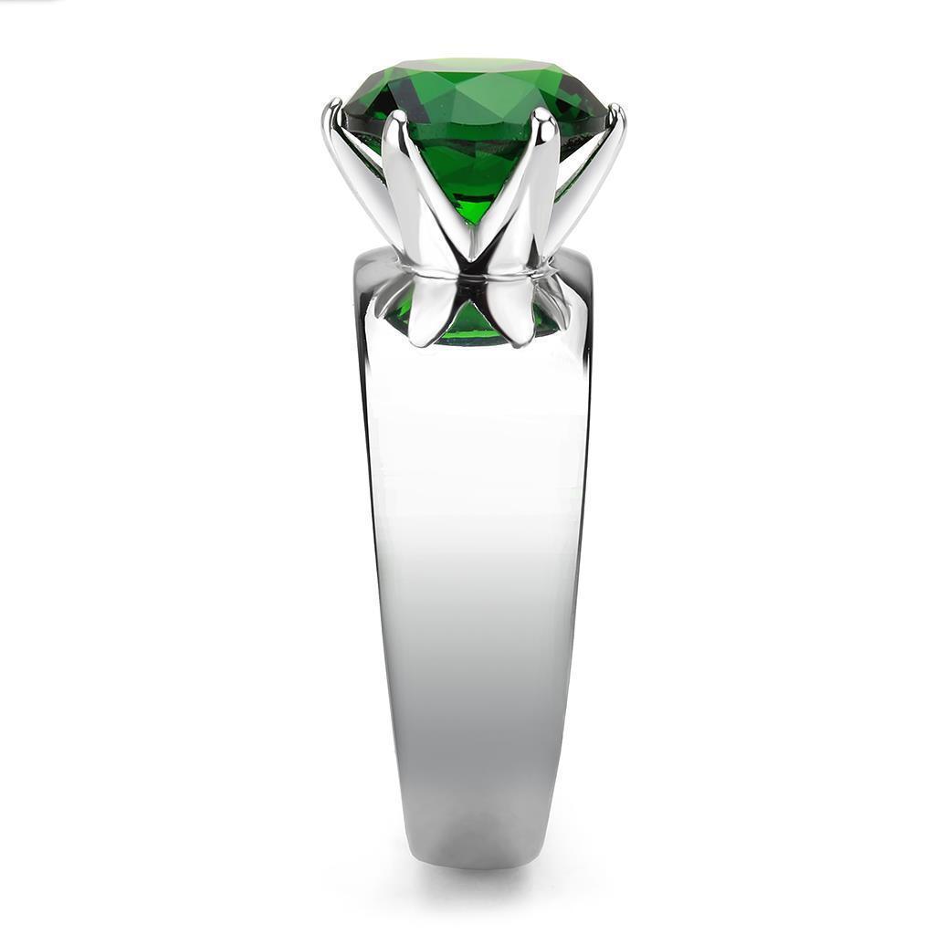 Emerald Green Silver Rings for Women Solitaire Stainless Steel Zircoin Anillo Esmeralda Verde y Plata Para Mujer Solitario Acero Inoxidable - Jewelry Store by Erik Rayo