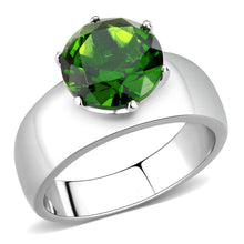 Load image into Gallery viewer, Emerald Green Silver Womens Ring Solitaire Stainless Steel Zircoin Anillo Esmeraldo Verde y Plata Para Mujer Solitario Acero Inoxidable - Jewelry Store by Erik Rayo
