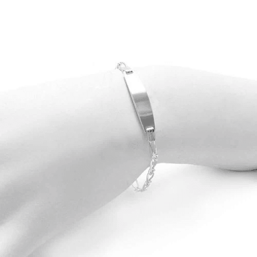 Kids 925 Sterling Silver ID Bracelet €“ Personalized Engraving | 6-Inch Children's Link Bracelet - Jewelry Store by Erik Rayo