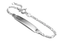 Load image into Gallery viewer, Children’s 925 Sterling Silver Figaro ID Bracelet – Personalized Engraving | Made in Italy – Adjustable Length
