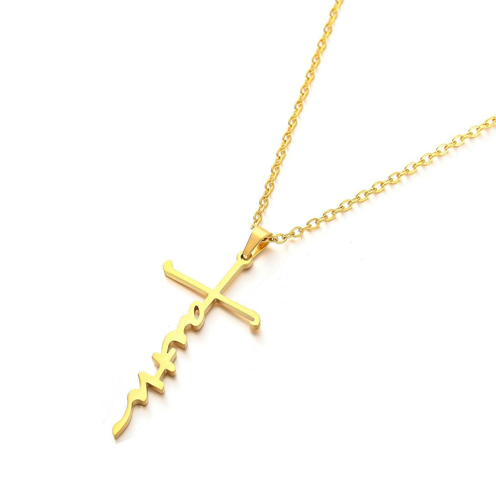 Faith Cross Necklace Stainless Steel Pendant 24 inch Chain - Jewelry Store by Erik Rayo