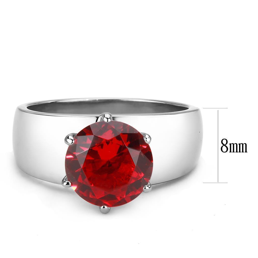 Garnet Red Silver Womens Ring Solitaire 316L Stainless Steel Zircoin Anillo Rojo y Plata Para Mujer Solitario Acero Inoxidable - Jewelry Store by Erik Rayo