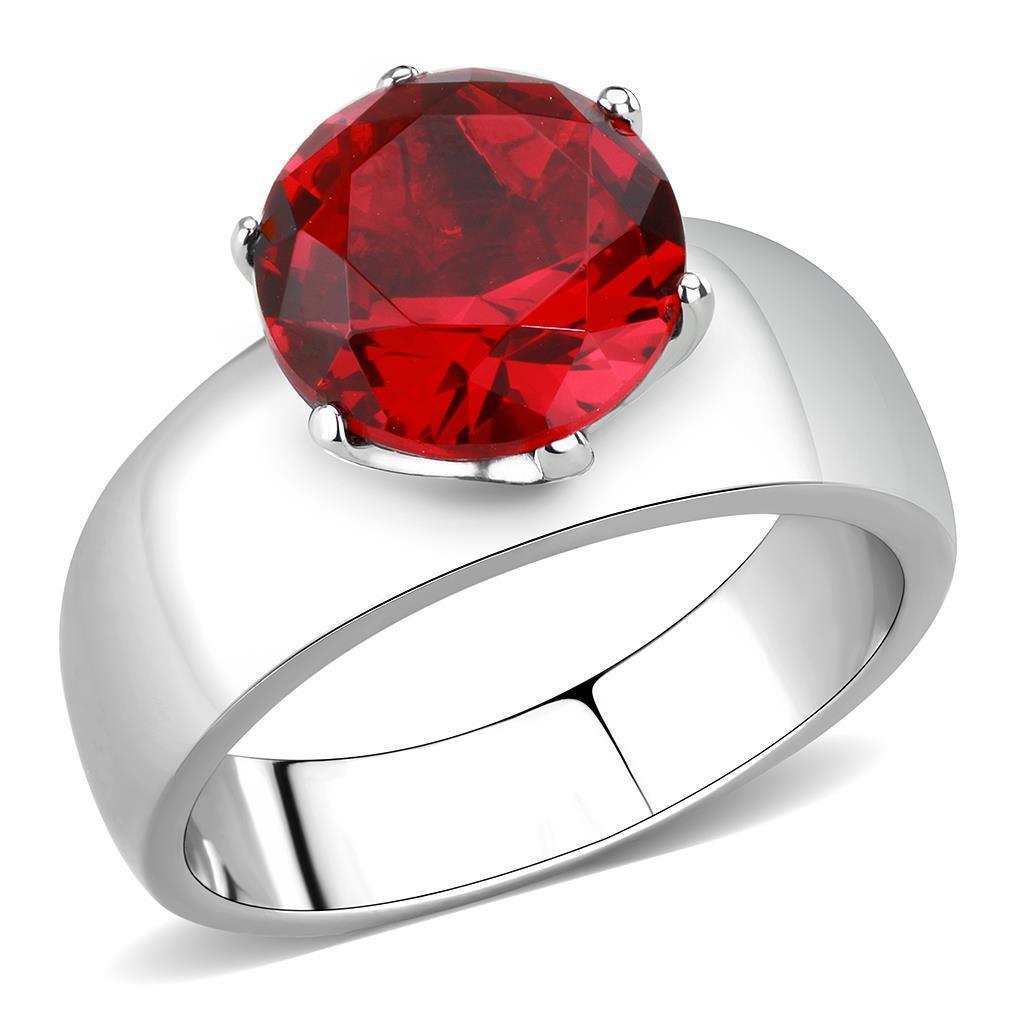 Garnet Red Silver Rings for Women Solitaire Stainless Steel Zircoin Anillo Rojo y Plata Para Mujer Solitario Acero Inoxidable - Jewelry Store by Erik Rayo
