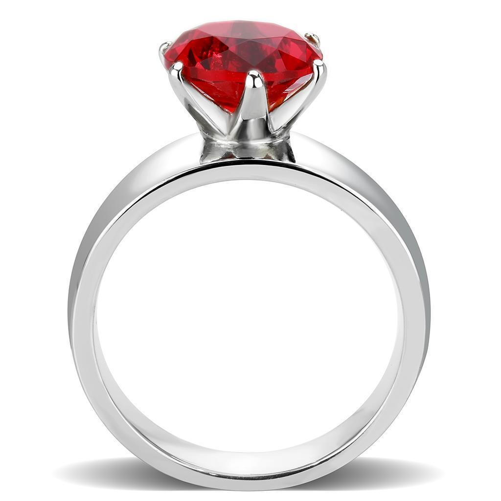 Garnet Red Silver Rings for Women Solitaire Stainless Steel Zircoin Anillo Rojo y Plata Para Mujer Solitario Acero Inoxidable - Jewelry Store by Erik Rayo