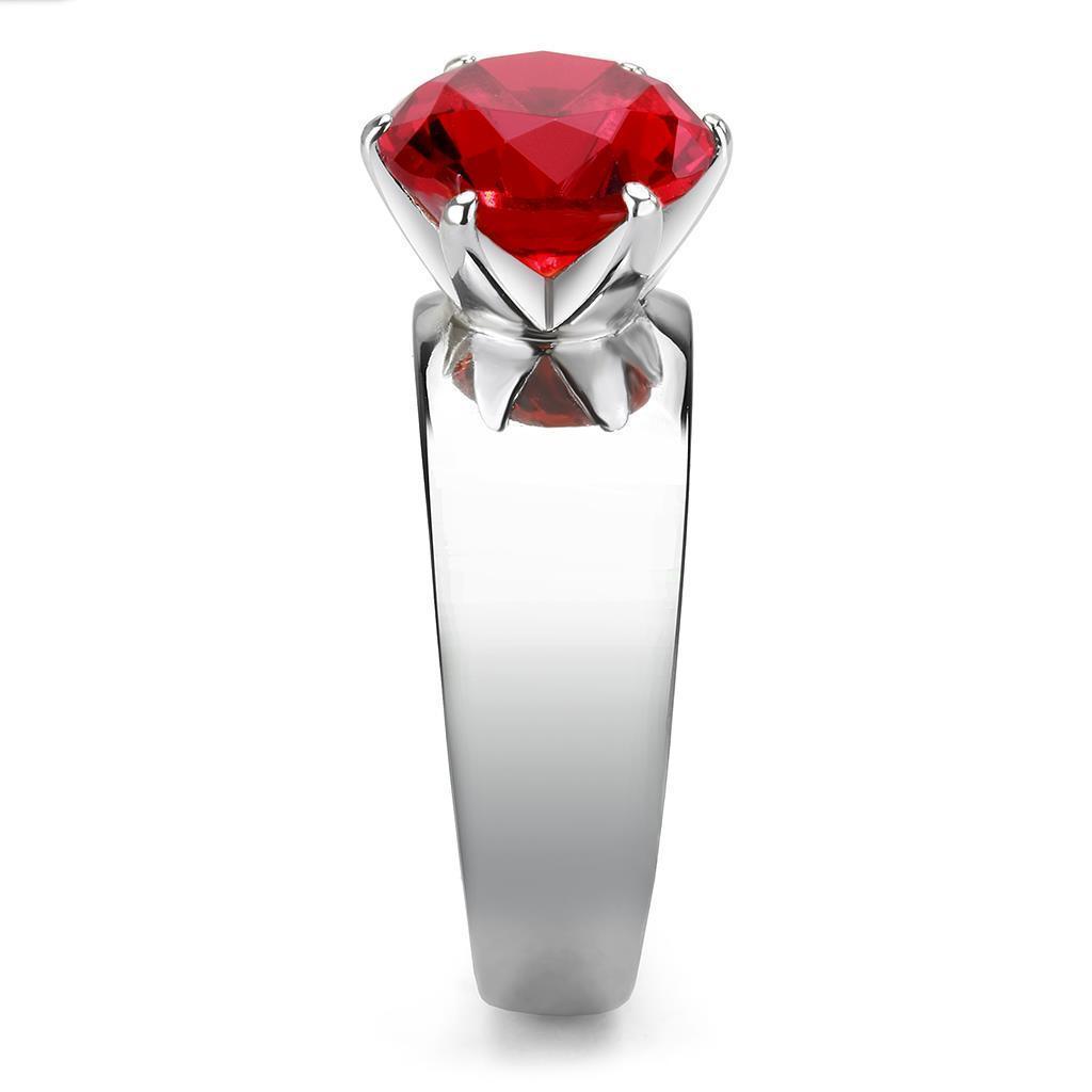 Garnet Red Silver Rings for Women Solitaire Stainless Steel Zircoin Anillo Rojo y Plata Para Mujer Solitario Acero Inoxidable - Jewelry Store by Erik Rayo