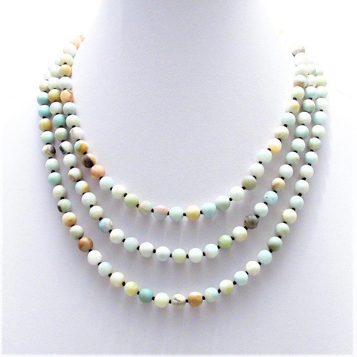 Genuine Amazonite Necklace 60" Long 9mm Bead Stranded - Jewelry Store by Erik Rayo