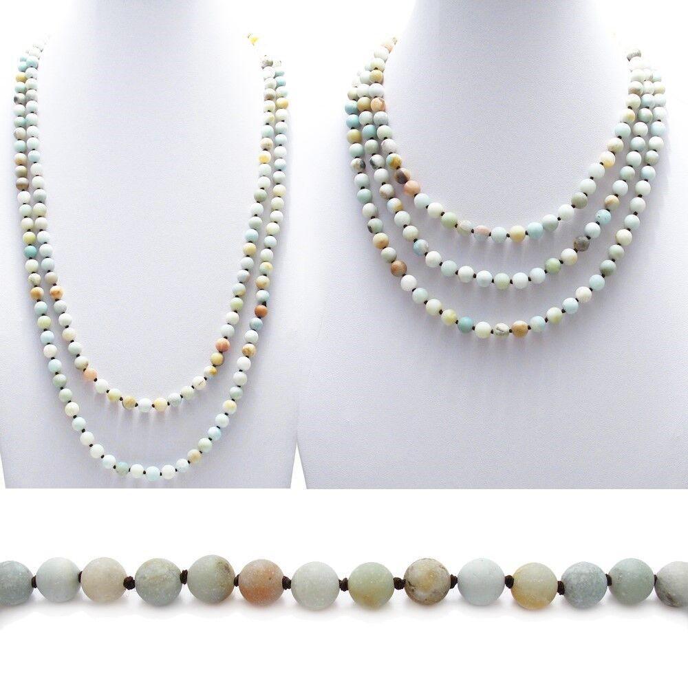 Genuine Amazonite Necklace 60" Long 9mm Bead Stranded - Jewelry Store by Erik Rayo