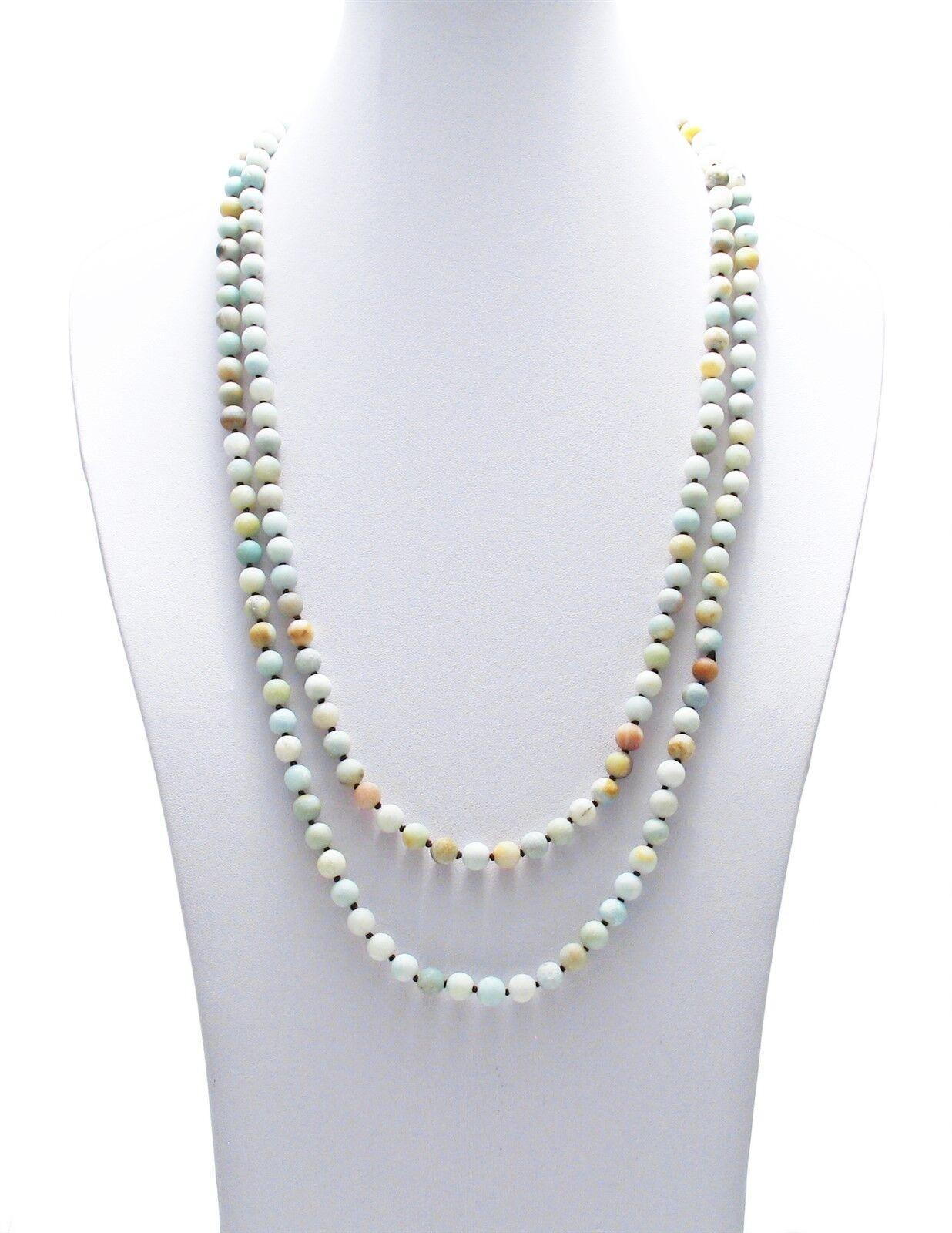 Genuine Amazonite Necklace 60" Long 9mm Bead Stranded - Jewelry Store by Erik Rayo
