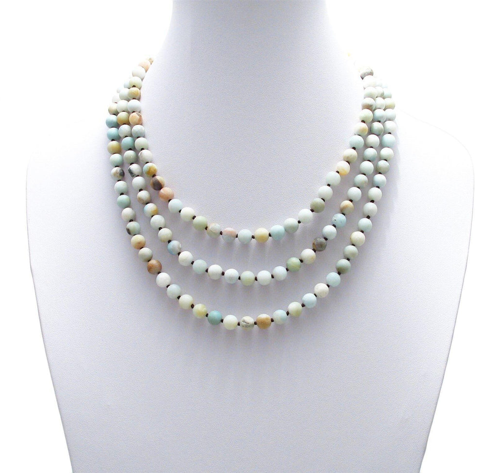 Genuine Amazonite Necklace 60" Long 9mm Bead Stranded - Jewelry Store by Erik Rayo