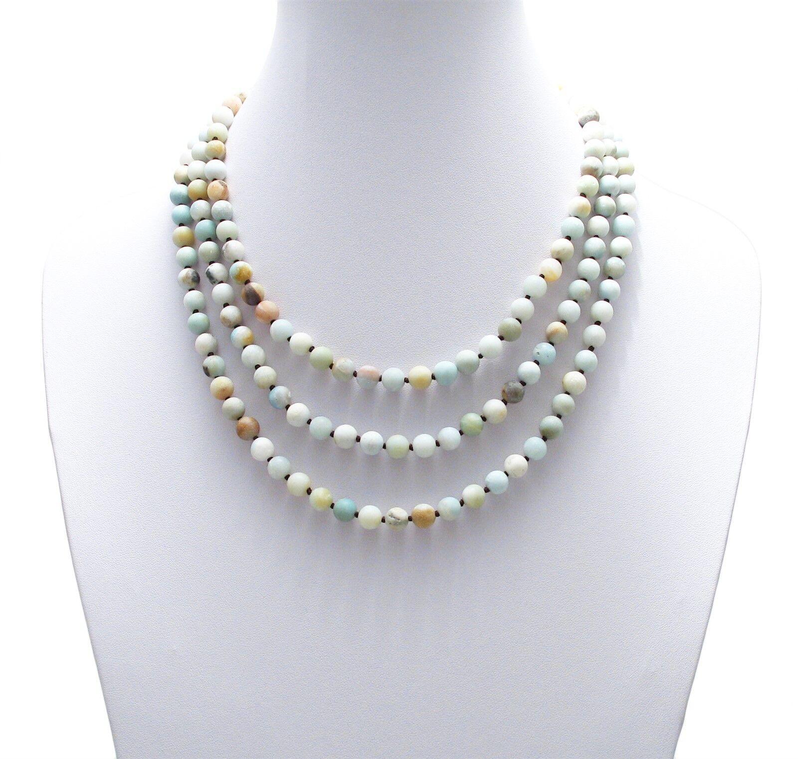 Genuine Amazonite Necklace 60" Long 9mm Bead Stranded - Jewelry Store by Erik Rayo
