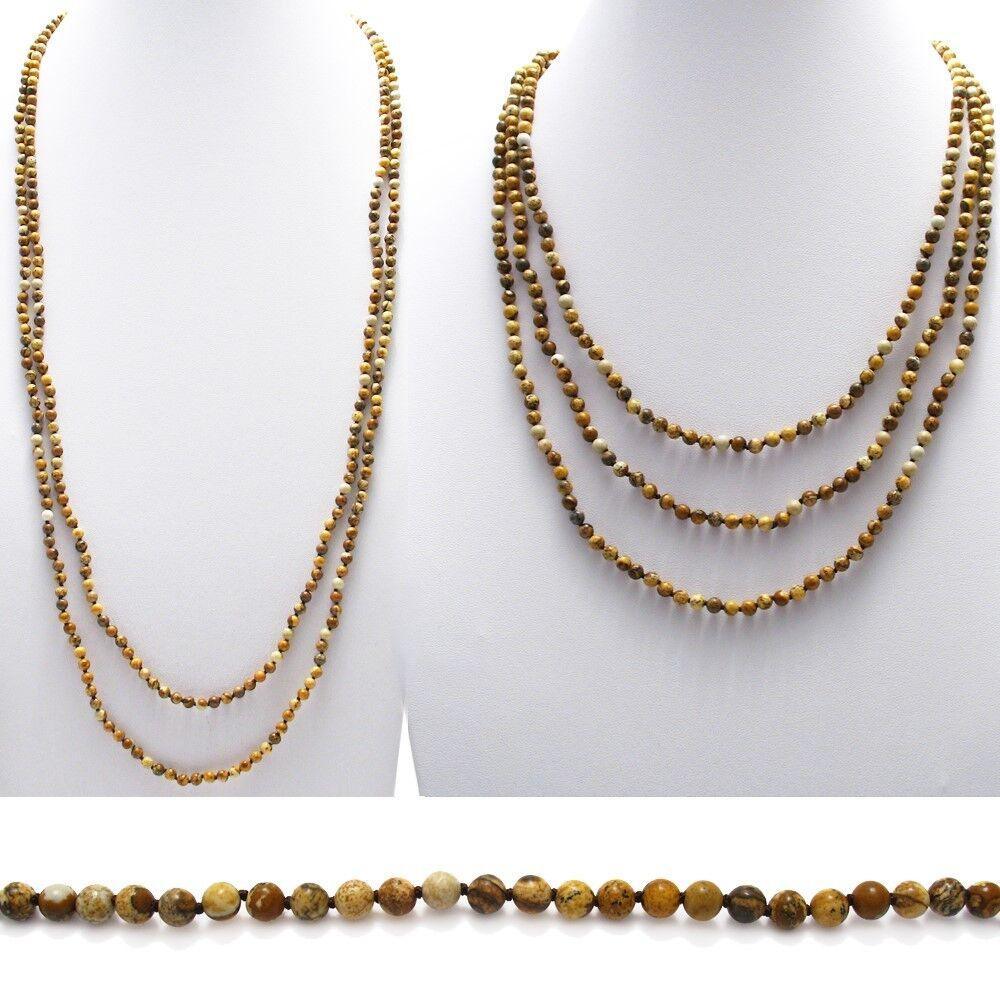 Genuine Picture Jasper Necklace 70" Long 5mm Bead Stranded - Jewelry Store by Erik Rayo