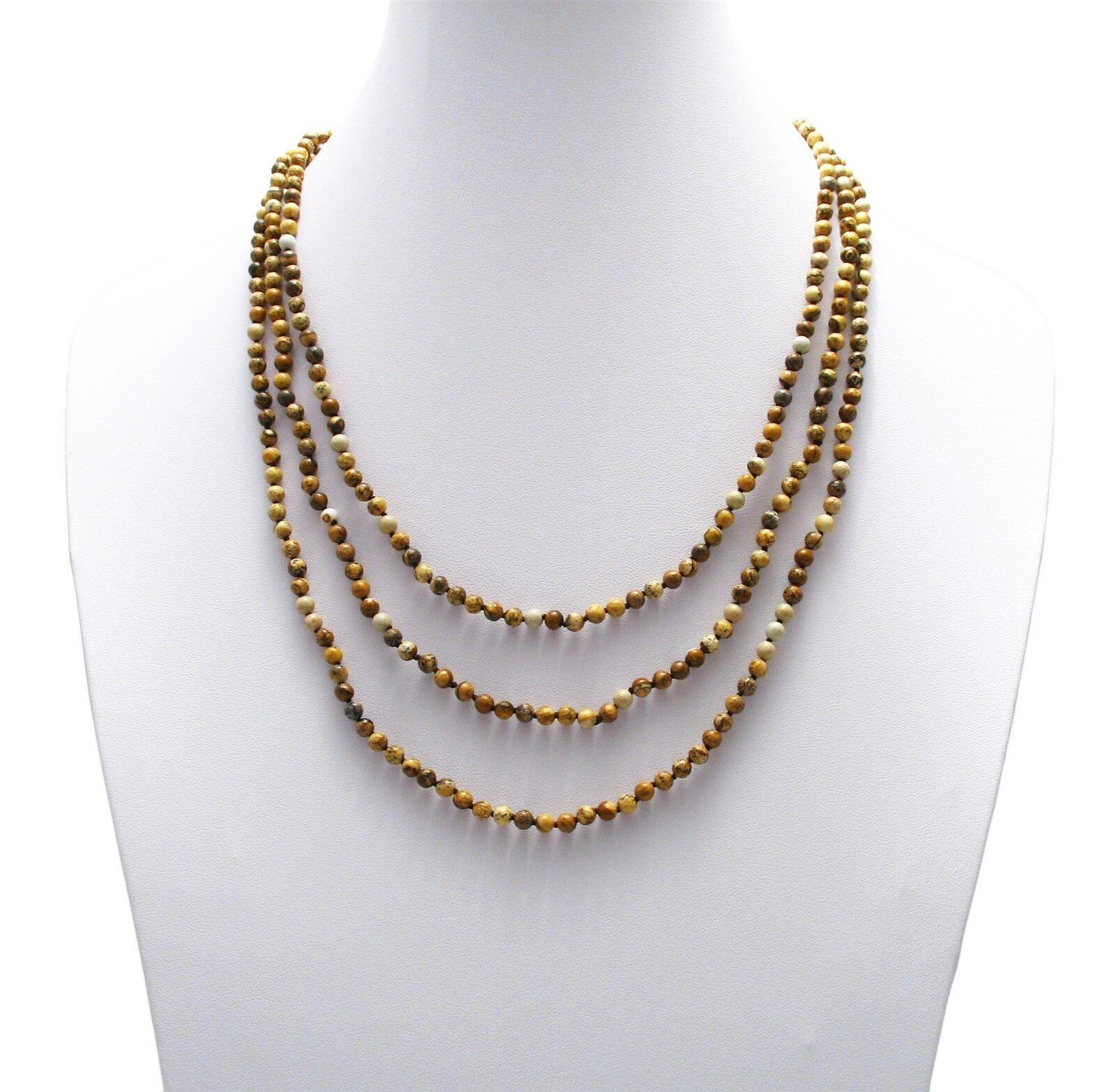 Genuine Picture Jasper Necklace 70" Long 5mm Bead Stranded - Jewelry Store by Erik Rayo
