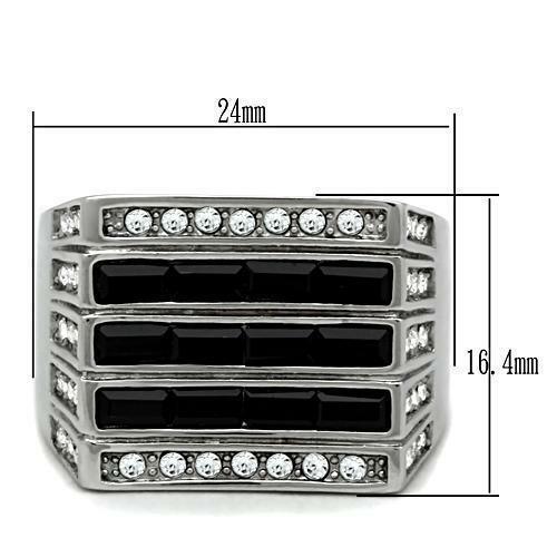 Gift For Him Men's Rings Stainless Steel Black Onyx Sapphire CZ Square - Jewelry Store by Erik Rayo