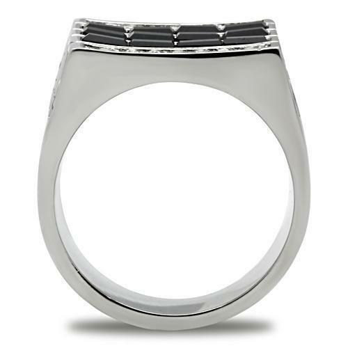 Gift For Him Men's Rings Stainless Steel Black Onyx Sapphire CZ Square - Jewelry Store by Erik Rayo