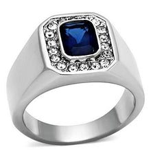 Load image into Gallery viewer, Gift For Him Men&#39;s Rings Stainless Steel Dark Blue Sapphire CZ - Jewelry Store by Erik Rayo
