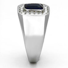 Load image into Gallery viewer, Gift For Him Men&#39;s Rings Stainless Steel Dark Blue Sapphire CZ - Jewelry Store by Erik Rayo
