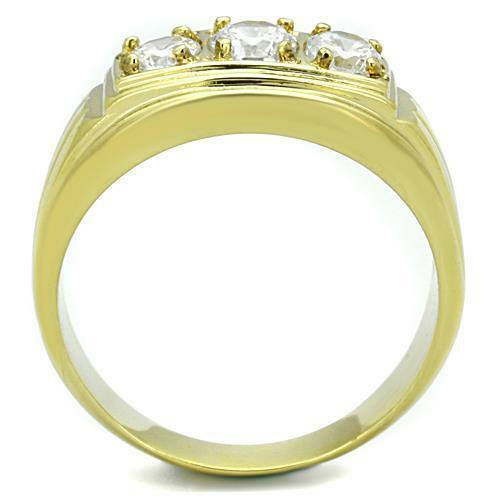 Gift For Him Men's Rings Stainless Steel Gold Round Stone Band - Jewelry Store by Erik Rayo