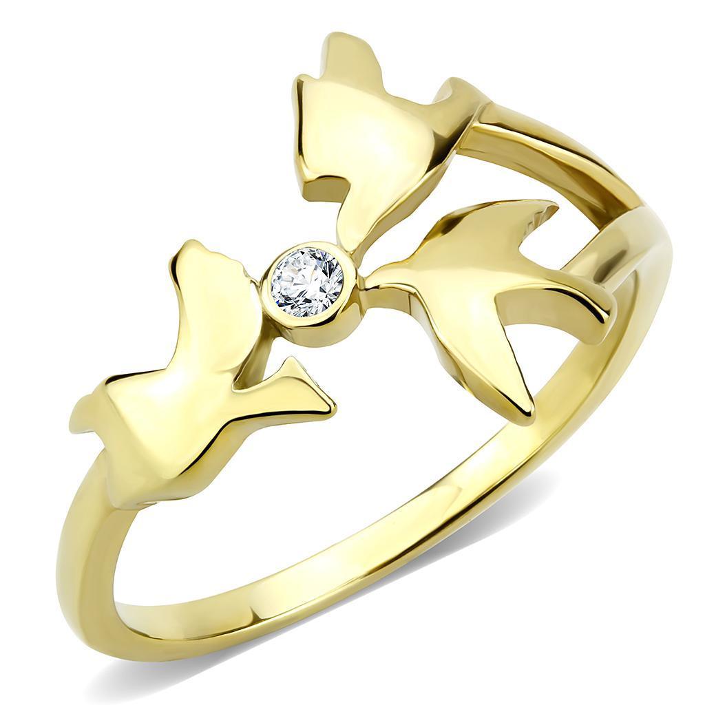 Gold Birds Rings for Women Solitaire Stainless Steel Anillo Color Oro Pajaros Para Mujer Acero Inoxidable - Jewelry Store by Erik Rayo