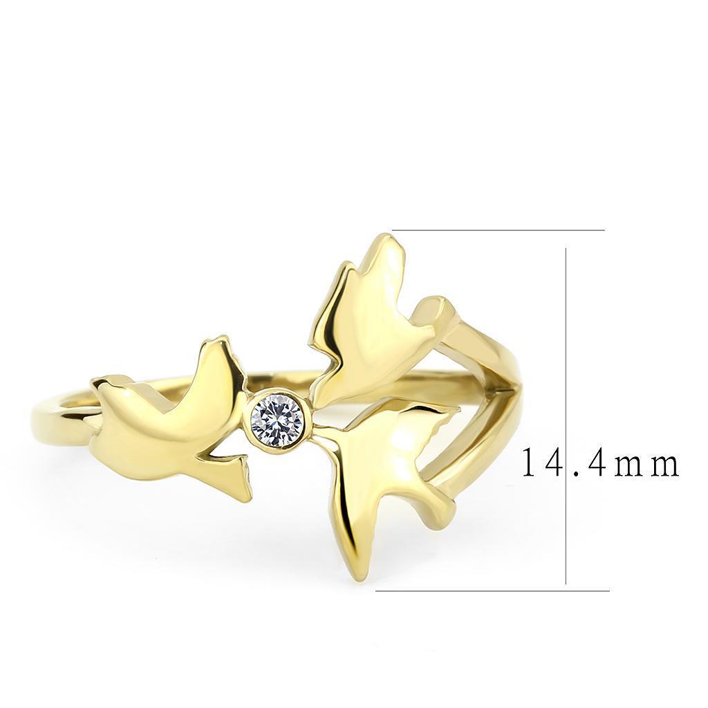 Gold Birds Rings for Women Solitaire Stainless Steel Anillo Color Oro Pajaros Para Mujer Acero Inoxidable - Jewelry Store by Erik Rayo