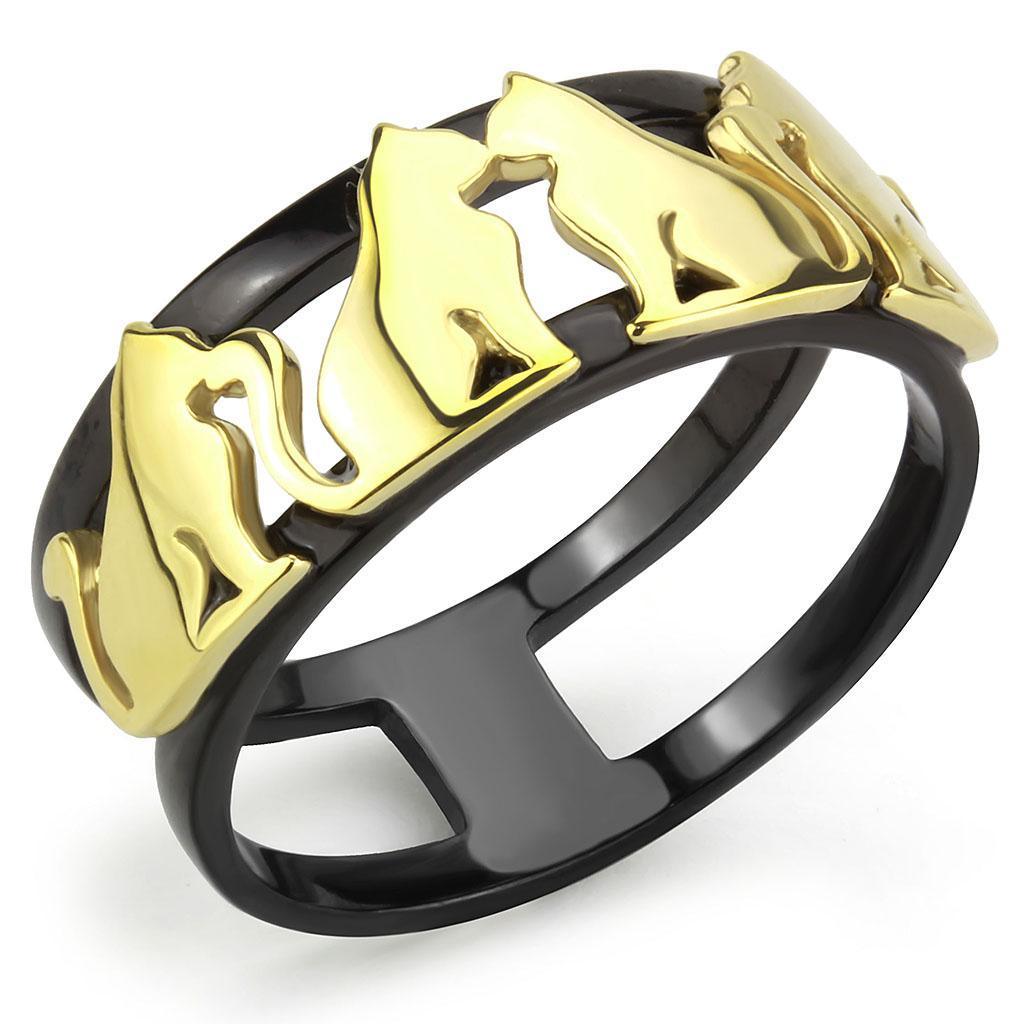 Gold Black Cats Rings for Women Anillo Para Mujer Stainless Steel Ring with No Stone - Jewelry Store by Erik Rayo
