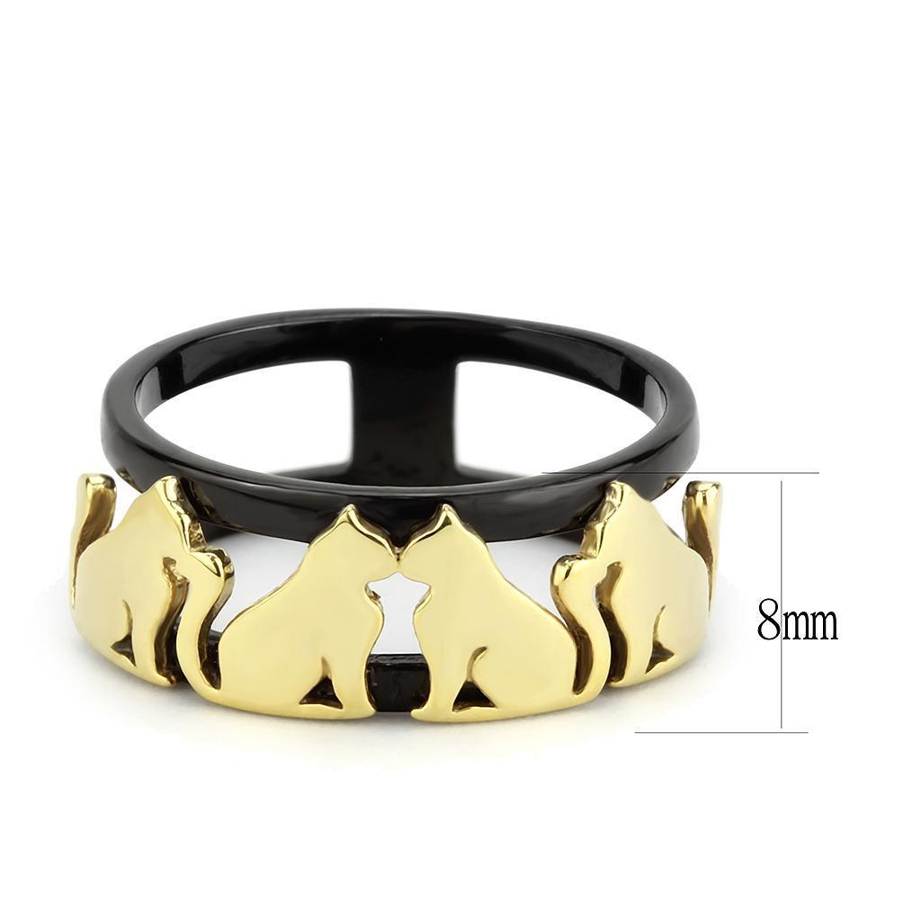 Gold Black Cats Rings for Women Anillo Para Mujer Stainless Steel Ring with No Stone - Jewelry Store by Erik Rayo