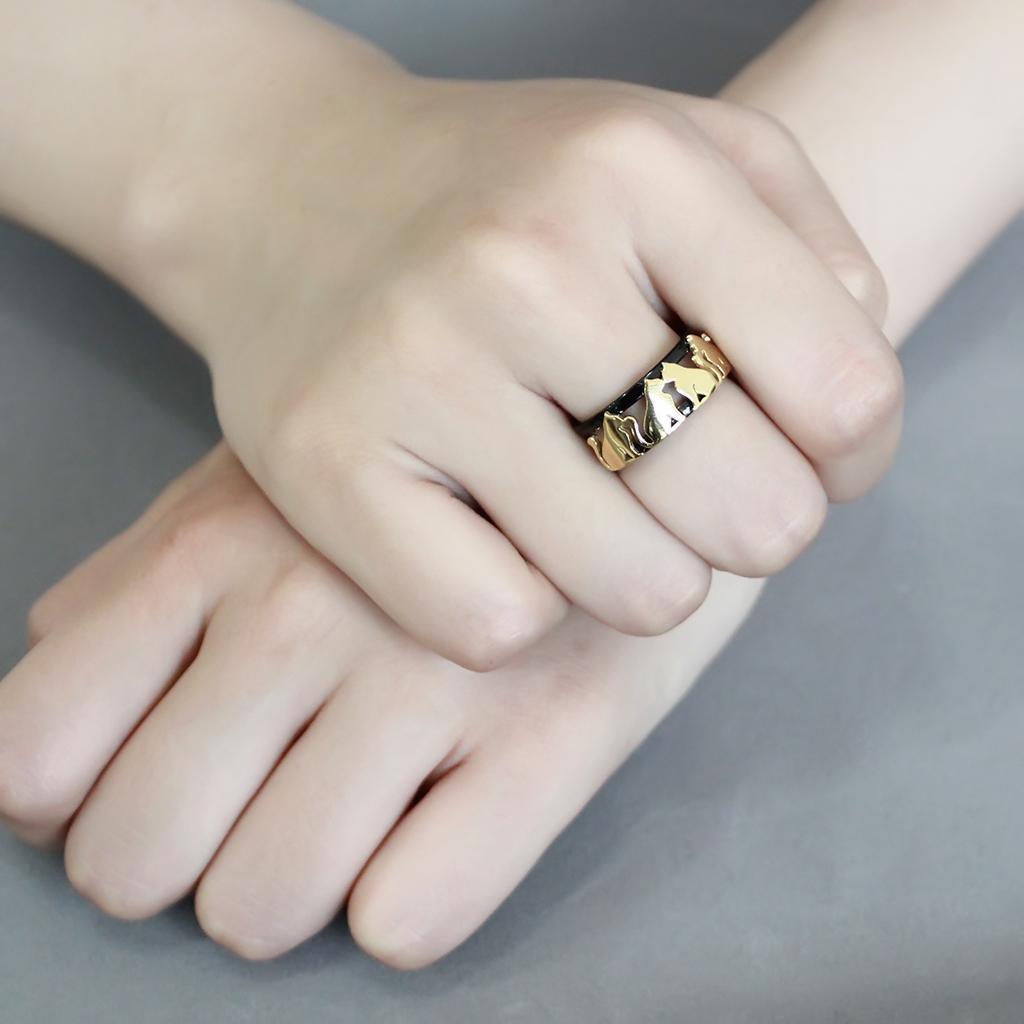 Gold Black Cats Rings for Women Anillo Para Mujer Stainless Steel Ring with No Stone - Jewelry Store by Erik Rayo