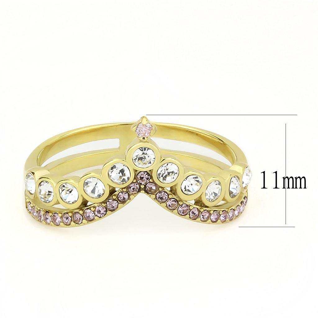 Gold Crown with Cross Rings for Women Stainless Steel Anillo Corona Color Oro Para Mujer Acero Inoxidable - Jewelry Store by Erik Rayo