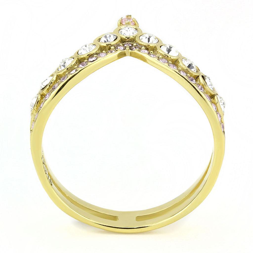 Gold Crown with Cross Rings for Women Stainless Steel Anillo Corona Color Oro Para Mujer Acero Inoxidable - Jewelry Store by Erik Rayo