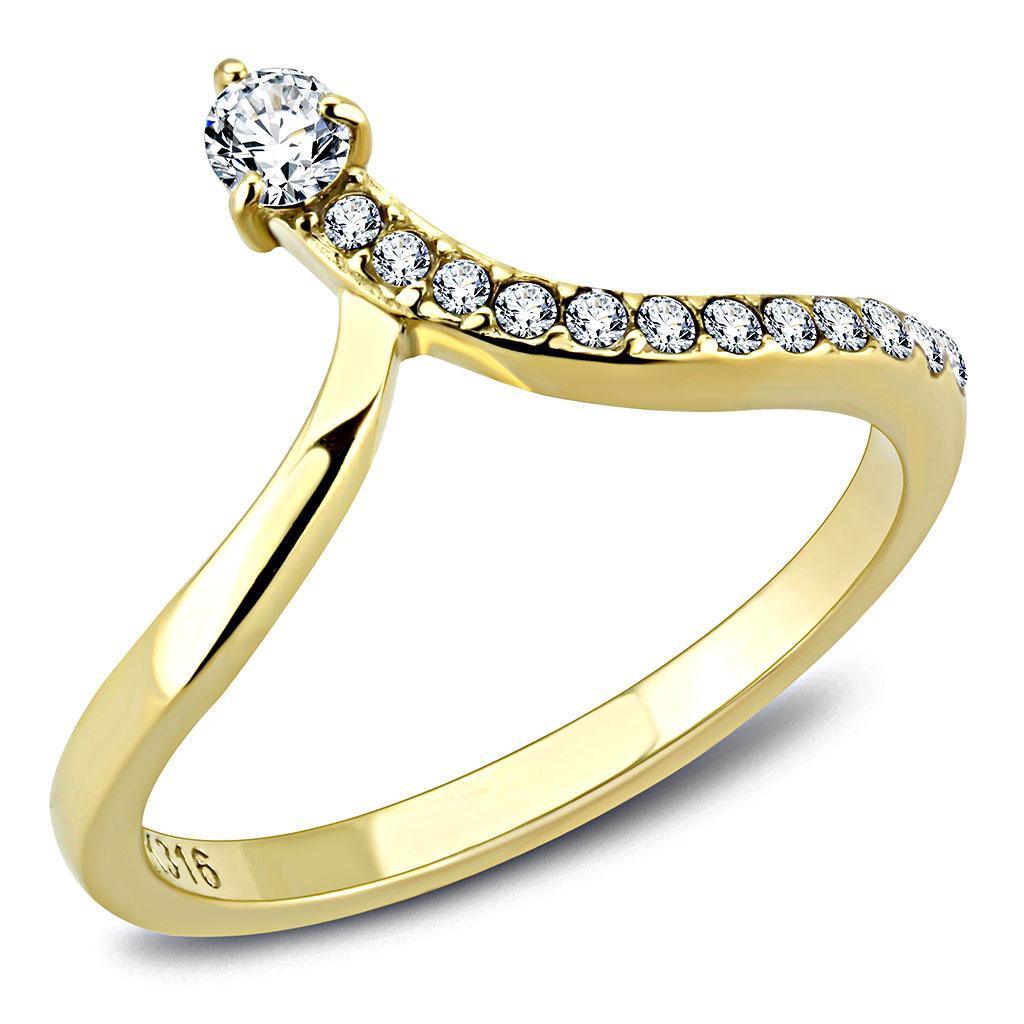 Gold Diamante Womens Ring 316L Stainless Steel Anillo Color Oro Para Mujer Acero Inoxidable - Jewelry Store by Erik Rayo