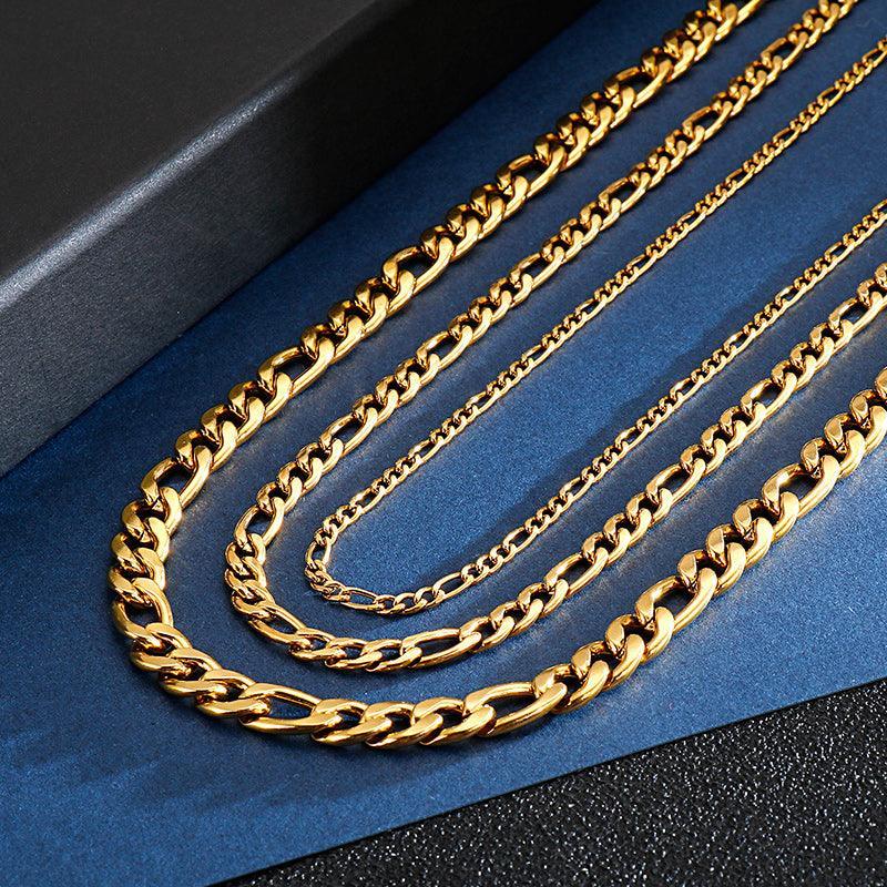 Gold Figaro Necklace Chain Men Women Kids Stainless Steel Italian Style - Jewelry Store by Erik Rayo