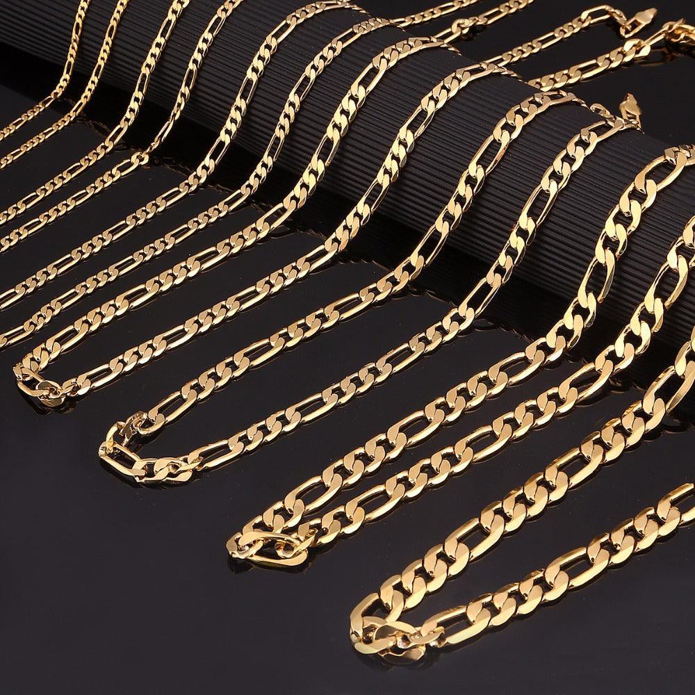 Gold Figaro Necklace Chain Men Women Kids Stainless Steel Italian Style - Jewelry Store by Erik Rayo