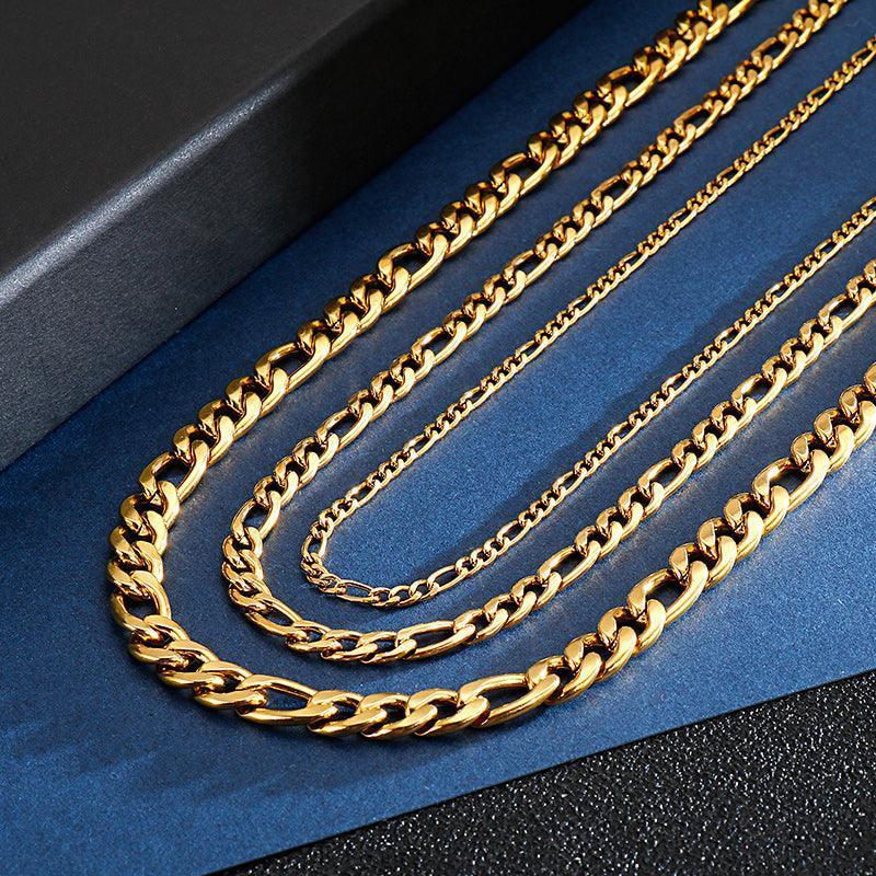 Gold Figaro Necklaces Chain Men Women Kids Stainless Steel Italian Style - Jewelry Store by Erik Rayo