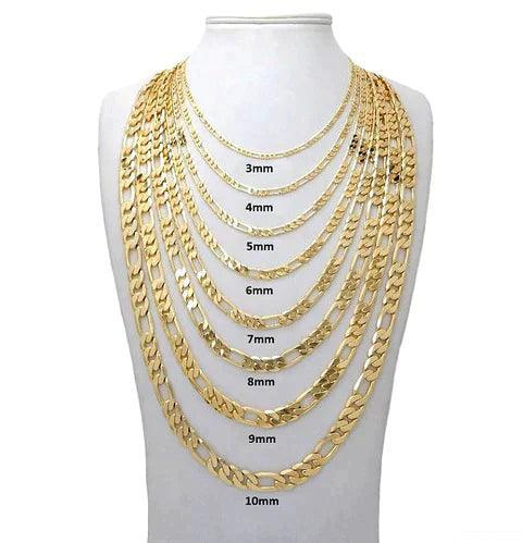 Gold Figaro Necklaces Chain Men Women Kids Stainless Steel Italian Style - Jewelry Store by Erik Rayo