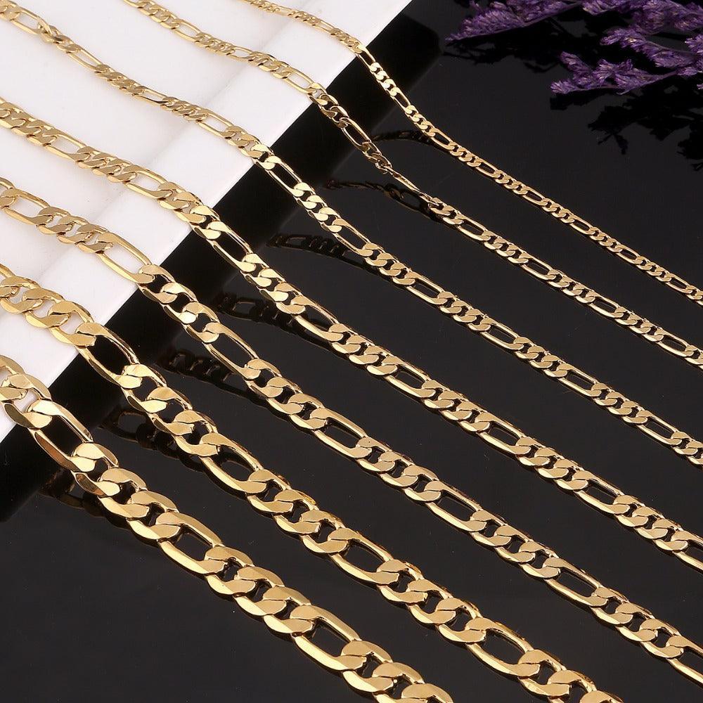 Gold Figaro Necklaces Chain Men Women Kids Stainless Steel Italian Style - Jewelry Store by Erik Rayo