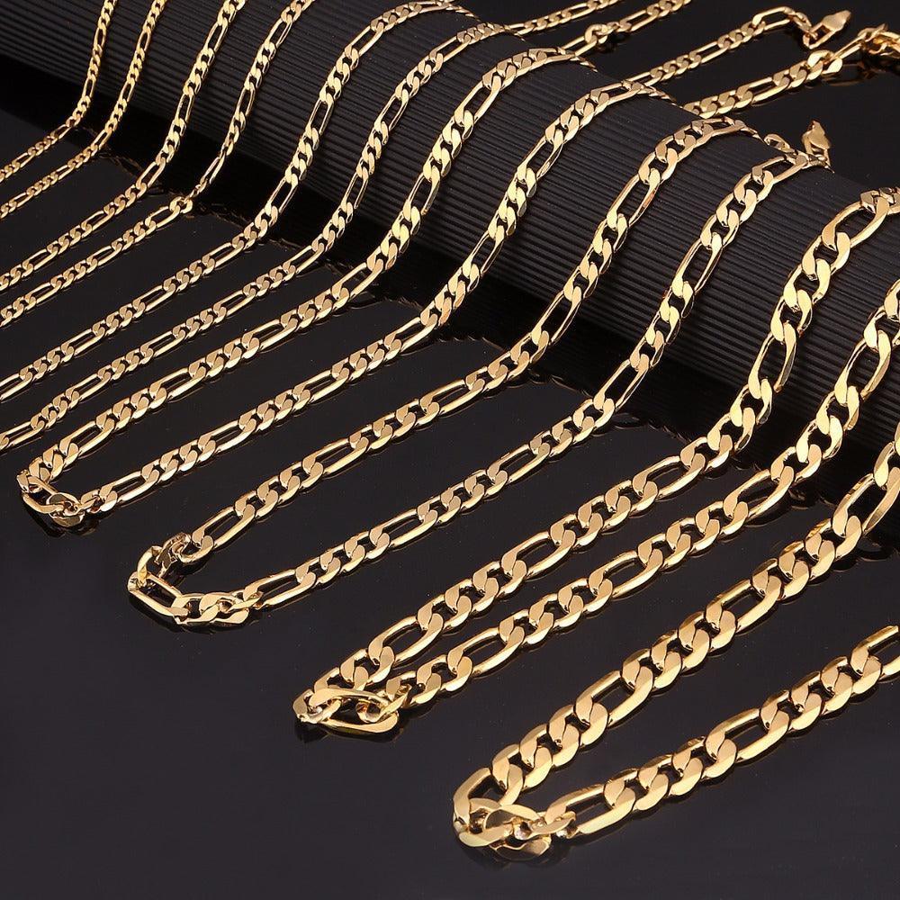Gold Figaro Necklaces Chain Men Women Kids Stainless Steel Italian Style - Jewelry Store by Erik Rayo