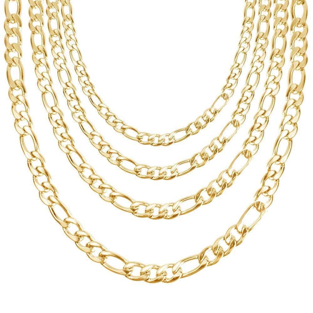 Gold Figaro Necklaces Chain Men Women Kids Stainless Steel Italian Style - Jewelry Store by Erik Rayo