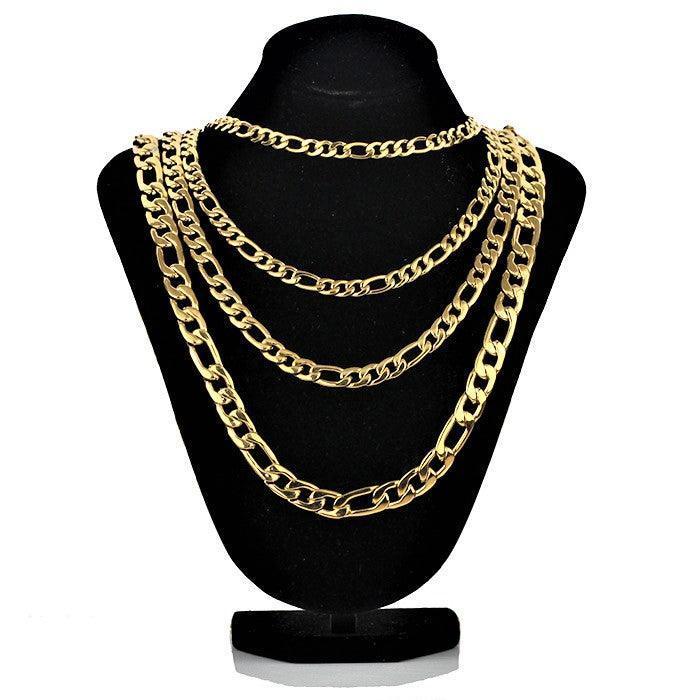 Gold Figaro Necklaces Chain Men Women Kids Stainless Steel Italian Style - Jewelry Store by Erik Rayo