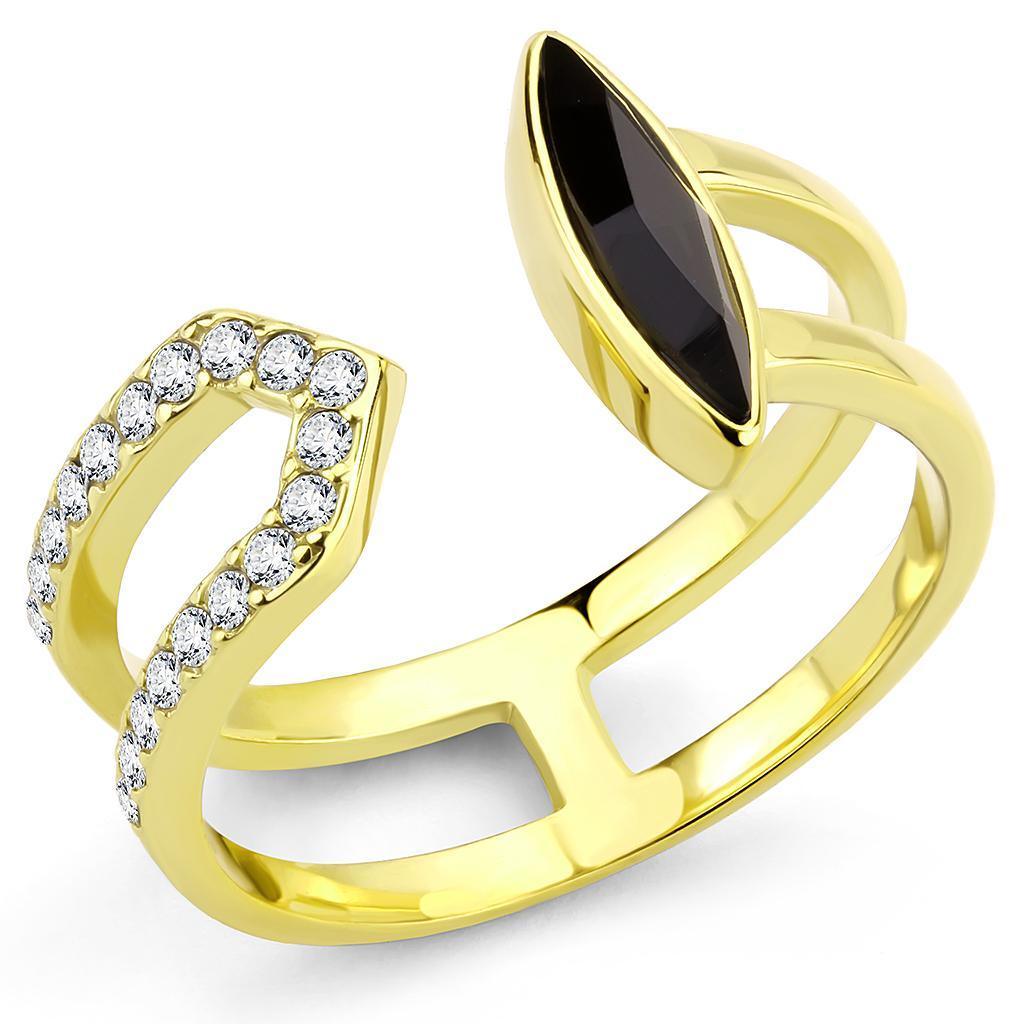 Gold Onyx Rings for Women Stainless Steel Anillo Color Oro Para Mujer Acero Inoxidable - Jewelry Store by Erik Rayo
