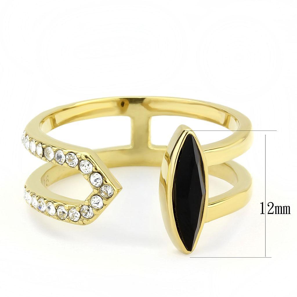 Gold Onyx Rings for Women Stainless Steel Anillo Color Oro Para Mujer Acero Inoxidable - Jewelry Store by Erik Rayo