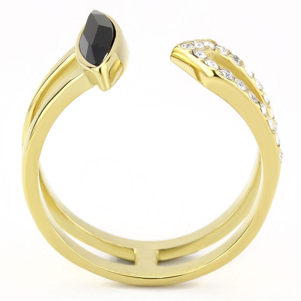 Gold Onyx Rings for Women Stainless Steel Anillo Color Oro Para Mujer Acero Inoxidable - Jewelry Store by Erik Rayo