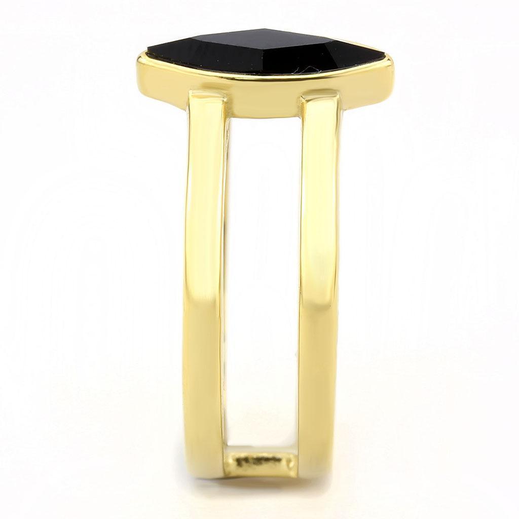 Gold Onyx Rings for Women Stainless Steel Anillo Color Oro Para Mujer Acero Inoxidable - Jewelry Store by Erik Rayo