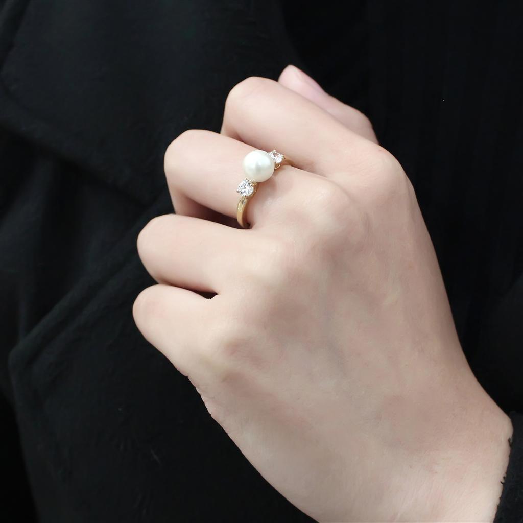 Gold Pearl Rings for Women Stainless Steel Anillo Color Oro Perla Para Mujer Acero Inoxidable - Jewelry Store by Erik Rayo