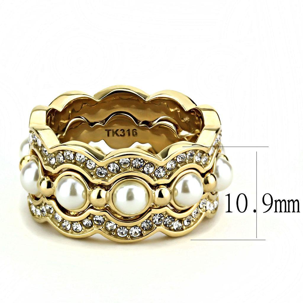 Gold Pearls Womens Ring 316L Stainless Steel Anillo Perlas Color Oro Para Mujer Acero Inoxidable - Jewelry Store by Erik Rayo