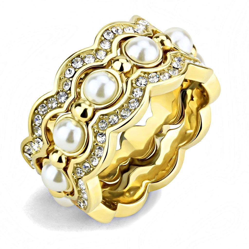 Gold Pearls Rings for Women Stainless Steel Anillo Perlas Color Oro Para Mujer Acero Inoxidable - Jewelry Store by Erik Rayo