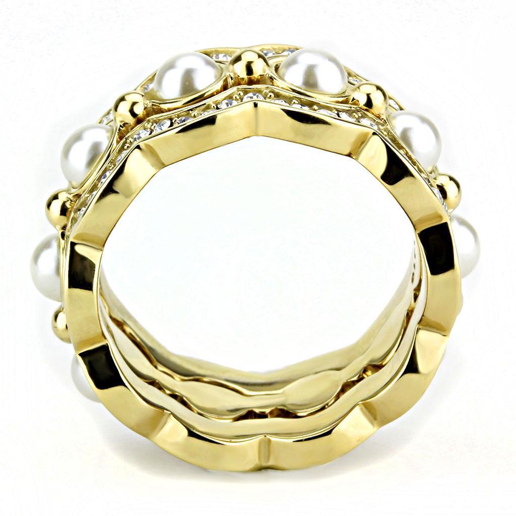 Gold Pearls Rings for Women Stainless Steel Anillo Perlas Color Oro Para Mujer Acero Inoxidable - Jewelry Store by Erik Rayo