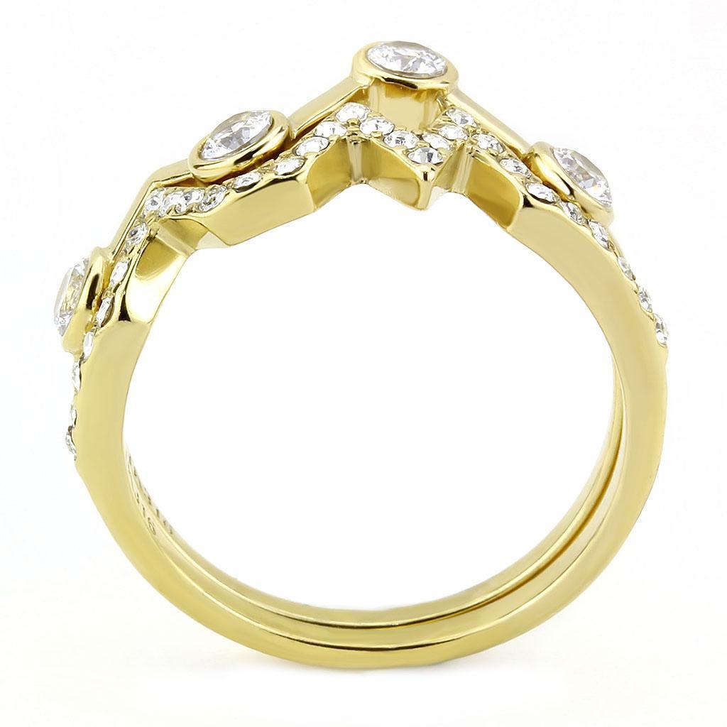 Gold Set Rings for Women Stainless Steel Crown Anillo Juego Corona Color Oro Para Mujer Acero Inoxidable - Jewelry Store by Erik Rayo